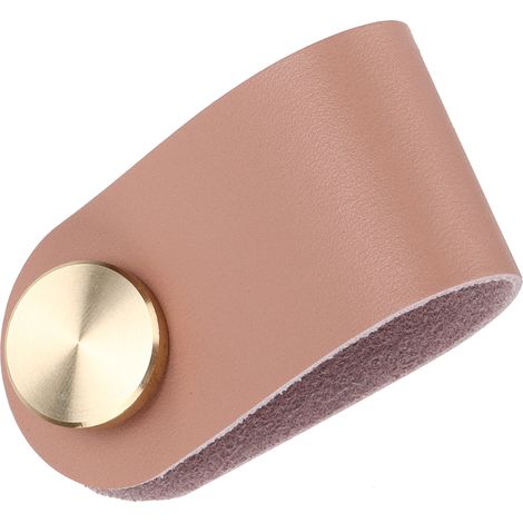 Poignée de meuble nordique luxueuse en cuir grainé et laiton, pour tiroir, placard ou porte d'armoire, rose