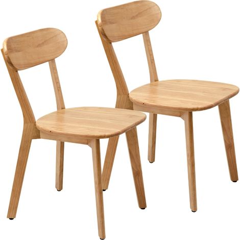 Lot de 2 chaises de salle à manger en bois clair style mid-century, avec dossier incurvé ergonomique et patins réglables, pour cuisine et salon  CHICFURN (1/5)