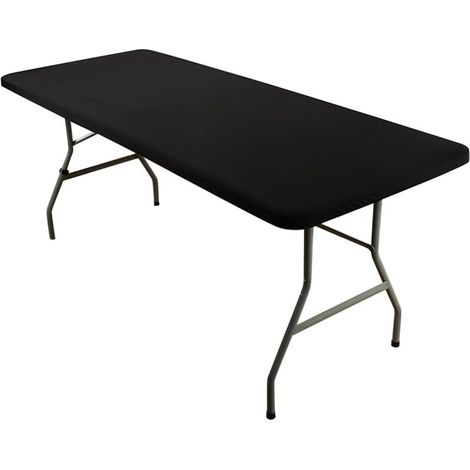 Nappe noire 183 x 76 cm avec élastique pour table de jardin, de cuisine ou de terrasse, pour l'extérieur. (1/5)