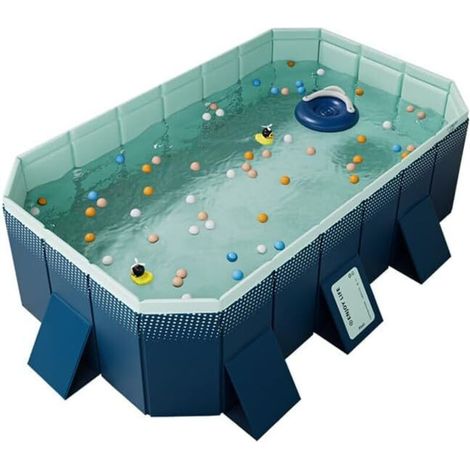 Kinderplanschbecken - Faltbares, nicht aufblasbares Garten-Familienbecken für Erwachsene - Blau (210 × 140 × 55 cm)
