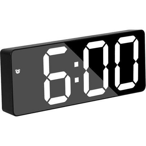 Réveil numérique double alarme pour chambre, grand écran, idéal pour les gros dormeurs, enfants et seniors (blanc). (1/3)
