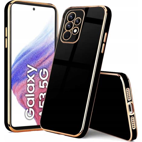 Schutzhülle für SAMSUNG GALAXY A53 GLAMOUR CASE BACK BLACK GOLD FRAME + GLASS (1/5)