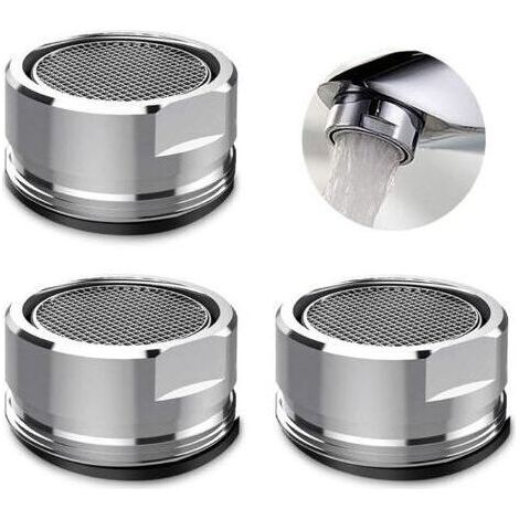 3 Pièces Mousseur Robinet, Aerateur Robinet Filtre Robinet avec Joint D'étanchéité Pour Cuisine, Salle de Bain - Argent (Diamètre extérieur 24MM) (1/2)
