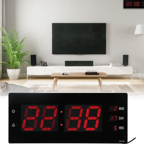 Elektronische LED-Wanduhr mit Kalender und Nachtlicht, ideal für Zuhause, Büro oder Labor (EU-Stecker). (1/5)