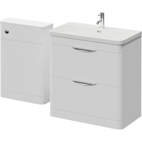 Oslo Gloss White 1350mm Wall Mounted Vanity Unit Toilet Suite with Fina Basin - 1350mm - Oslo Standard HandleWithout Jubilee Toilet Pan