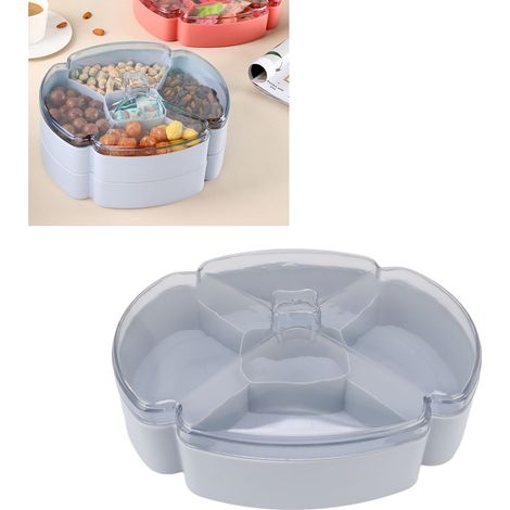 Plateau à fruits compartimenté à un seul étage pour les fêtes du Nouvel An, plateau à bonbons pour la maison, plateau créatif pour fruits et noix de table basse, boîte à fruits secs, bleu. (1/5)