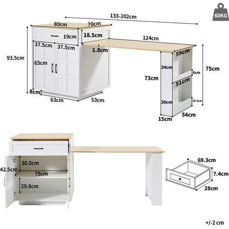 Couchtisch aus MDF in Weiß 138.99 x 68.5 x 10.49 cm HOMAIRE (1/5)