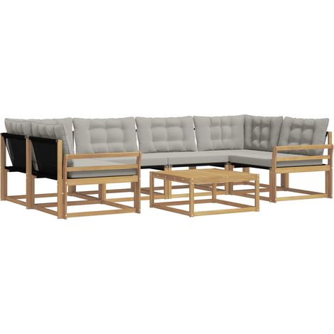 Conjunto de sofás de exterior 7 pcs Blanco y Gris Claro vidaXL