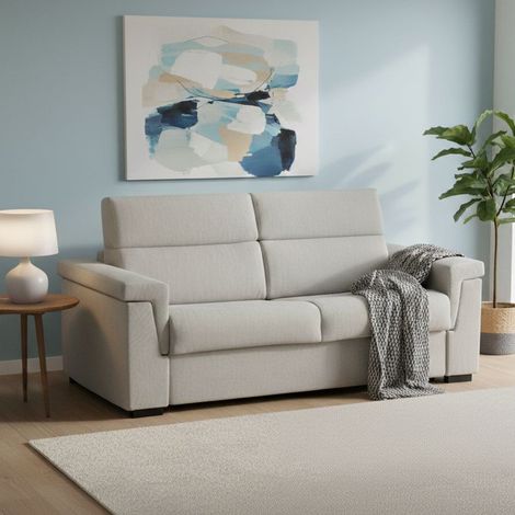 Sofá Cama 3 Plazas Nus, Desenfundable, con Almacenamiento Hecho en Italia, Lavable, 225x95 cm Beige (1/5)