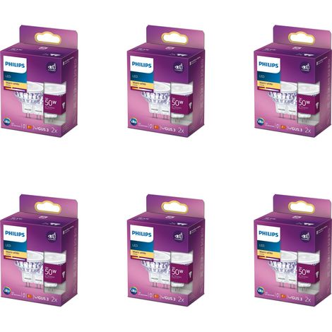 Philips Pack avantagé GU5.3 (MR16) Spot 50W 12V Non Dimmable Lumière blanche chaude - 12 pièces (1/3)