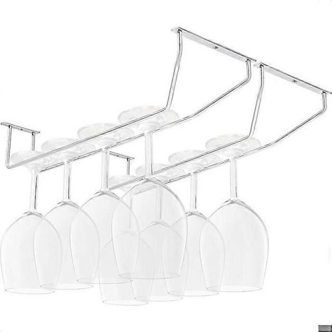 Porte-verres à vin sous meuble de 35,5 cm (14 pouces) - Support de rangement en métal pour verres à pied, étagère suspendue à une barre pour bar de cuisine - Lot de 2 (1/5)