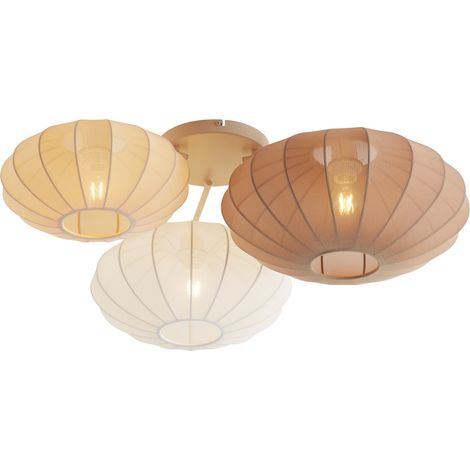 QAZQA Plafoniera Japandi bianca con beige e marrone 3 luci -