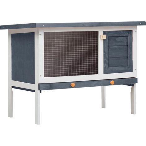 Conejera jaula exterior 1 nivel 90 x 45 x 65 cm madera gris 020000583