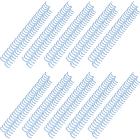 10 spirales de reliure plastique 19 mm, 30 anneaux, capacité 150 feuilles, pour papier A4 B5 A5, bleu clair, lot de 10 (1/5)