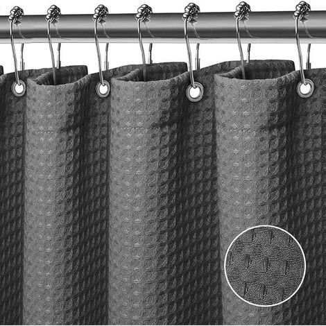 1 rideau de douche polyester, motif gaufre, gris, 83 x 83 cm, étanche et lavable en machine, pour salle de bain et baignoire (1/5)