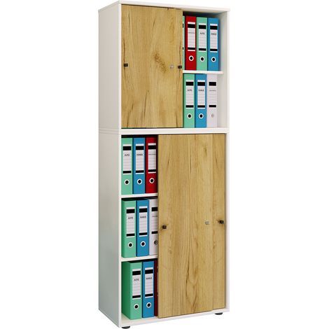 LonaXXL5ST Büroschrank weiß, Eiche dekor. (1/2)