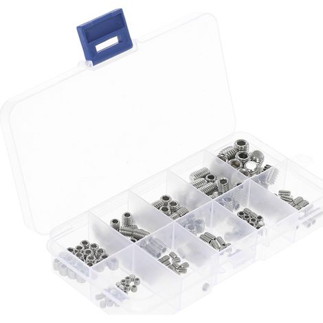 Kit de 200 vis à tête hexagonale creuse en acier inoxydable, assortiment de vis sans tête à six pans creux, M3-M6/M8.