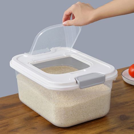 Seau De Rangement Pour Riz - Boîte À Riz Transparente Étanche Et Anti-Insectes - Capacité 5 Kg - En Plastique Rigide - 29x21x14 Cm - 1 Pièce (1/5)
