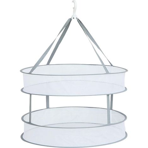 Panier de séchage double pliable 48cm de diamètre, Panier de séchage de vêtements suspendus Panier de séchage en maille pliable Panier de séchage pliable pour pulls