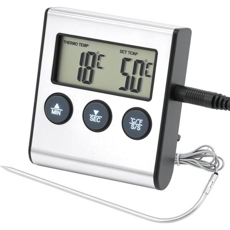Thermomètre Cuisine Numérique - Sonde, Fonction minuterie, Écran LCD - pour Cuisson au Four et Barbecue (1/5)