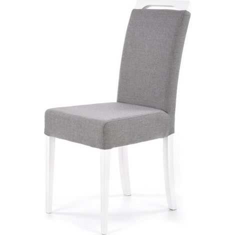 Chaise en bois blanc et tissu gris Cox (1/5)
