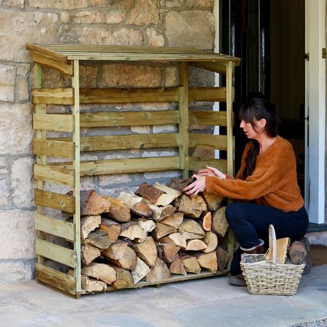 Zest Wooden Log Wood Store Garden Storage Firewood PEFC (1/5)