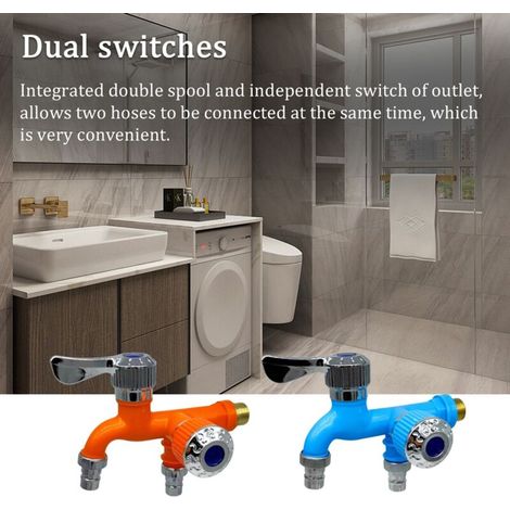 Grifo para lavadora de 1/2" con selector doble (1 entrada, 2 salidas) – para balcón y baño, latón cromado