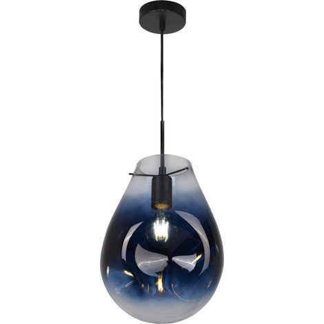 Lampada a sospensione Polux Kimberly vetro blu E27 Ø20