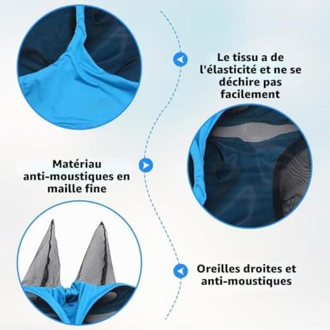 Masque anti-mouches bleu avec protection des oreilles et grand espace (1/3)