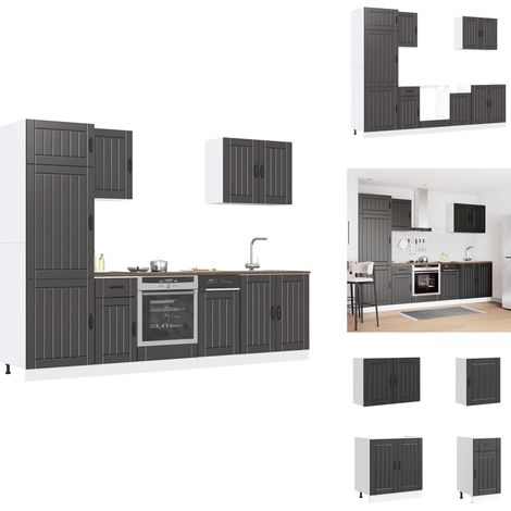 7-tlg. Küchenschrank-Set Kalmar Schwarz Holzwerkstoff - Küchenschrank-Set - Küchenschrank-Sets - Küchenzeile Einbauküche - Küchenschrank (1/5)