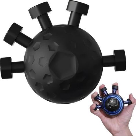 Finger Grip Strengthener, Balle de Grip 5 Doigts Noire Renforcement Musculaire Main Exercice Ergonomique pour Rééducation & Fitness (1/4)