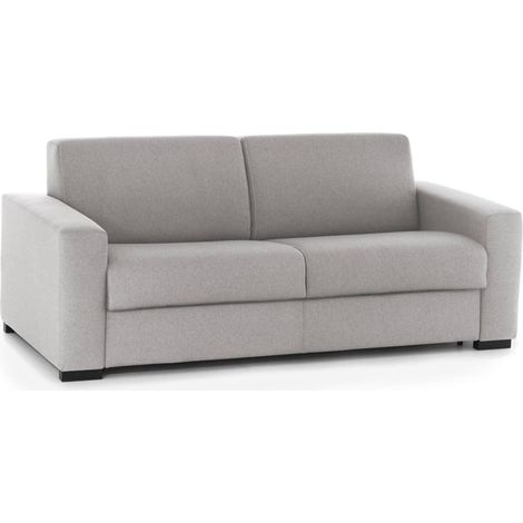 Talamo Italia Schlafsofa Aleida, 2-Sitzer-Sofa, 100% Made in Italy, Wohnzimmersofa mit drehbarer Öffnung, aus gepolstertem Stoff, mit Standard-Armlehnen, Cm 180x95h90, Grau