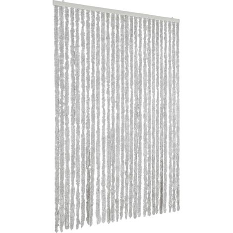 Rideau anti-mouches gris 118x220 cm chenille CFW65098 (1/5)