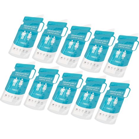 10 Einweg-Urinbeutel, 750 ml, tragbare Notfall-Urinbeutel für Männer, Frauen und Kinder, ideal für Camping und Verkehrsstaus. (1/5)