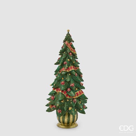 EDG Enzo De Gasperi Decoro Pino Decoglitter Verde Rosso H33 Ø15 cm – Decorazione di Natale (1/3)