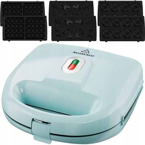 Piastra per waffle 3 in 1 SilverCrest SWEW 750 C4, con 3 piastre intercambiabili e funzione torta.