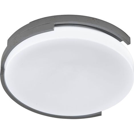 LED Deckenleuchte Metall Weiß Grau Schlafzimmerlampe Deckenlampe Kunststoff 37 cm, rund, 1x 18W 1800lm 3000K, DxH 37 x 9 cm