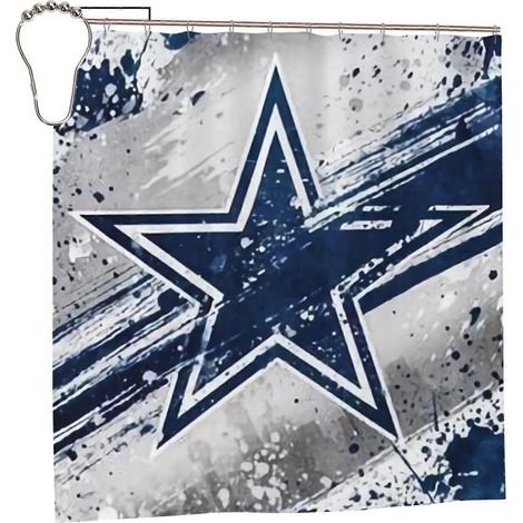 Rideau de douche imperméable personnalisé aux couleurs de l'équipe de football des Cowboys, résistant aux hautes températures, pour une intimité optimale (183 x 183 cm). (1/5)