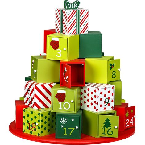 Wiederverwendbarer Adventskalender aus Holz „XXL Berg der Geschenke“ mit 24 Schubladen zum Befüllen. Individuelle Weihnachtsdekoration für Zuhause. Geschenkidee.