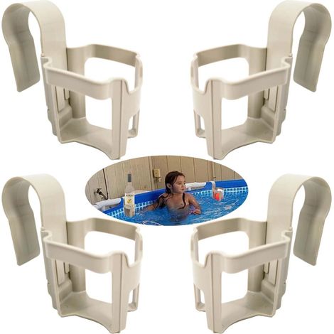 QAZQA 4 Pièces Porte Gobelet Piscine,Multifonctionnel Porte Gobelet Au Bord De La Piscine,Porte-gobelet,Accessoire Piscine Exterieur,Bar pour Piscine,pour Les Fêtes D'été à La Plage Baignoires-Gris (1/5)