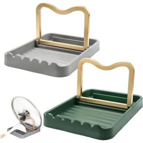 Repose Cuillère - Non spécifié - 2 Pièces - Pliable - Plastique PP - Couleurs Vert et Gris (1/4)