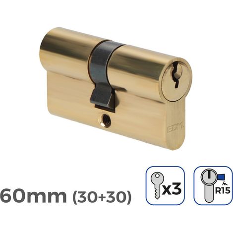 Cylindre De Porte 60mm (30+30MM) Largeur De Came R15 3 Clés Inclus Edm (1/3)