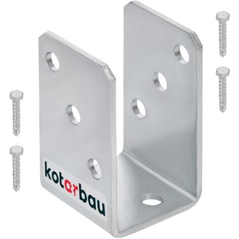 Support de poteau en U à visser 50 mm – Galvanisé à chaud – Pour béton, bois et brique – Fixation sécurisée avec vis adaptées-NANOTEH (1/5)