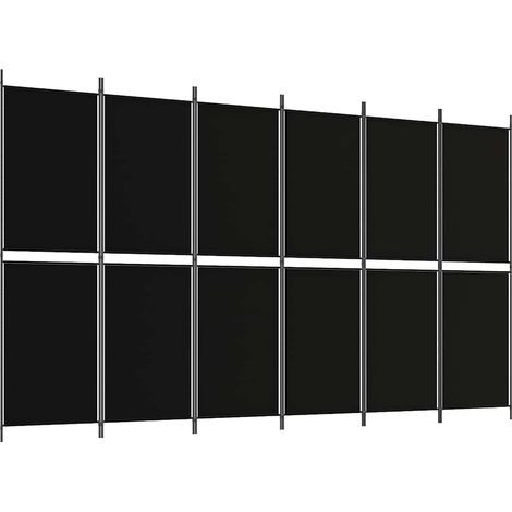 Paravent Cloison de séparation 6 panneaux, Pour Jardin, Balcon, Terrasse Noir 300x180 cm Tissu OIB7252E (1/5)