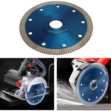 Les disques de coupe diamantés 1252210 mm sont parfaitement adaptés à la découpe de la céramique, des carreaux vitrifiés, de la pierre microcristalline et d'autres matériaux pierreux. (1/5)