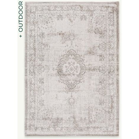 Medaillon-Design – Fading World Medaillon-Teppich – hergestellt in Belgien – mechanisches Jacquard-Flachgewebe – handgefertigt – natürlich rutschfest – 100 % Baumwolle – Salz & Pfeffer – 140 x 200 cm