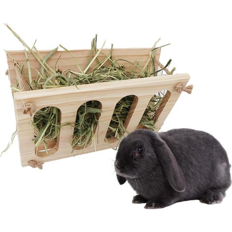 Hay Rack Solid Spruce Wood Hay Feeder Folding Tray Fixed Tray Hay Dispenser for Guinea Pigs Pet Grass Holder (1/5)
