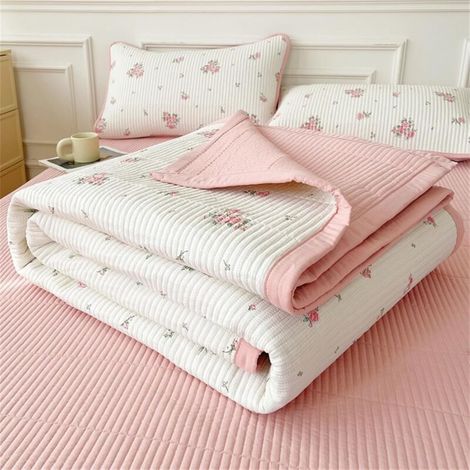 GDHZS-Couvre-lit floral king size 200x230 cm, patchwork réversible, plaid salon/chambre 12 pers. (1/5)