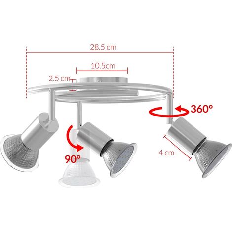 Ceiling Light with 3 Adjustable LED Spots, 300 Lumen Each (1/5)