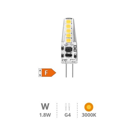 Bombilla LED SMD G4 (1,8W 3000K 185lm) 12V IP22 Ø10x37mm color transparente